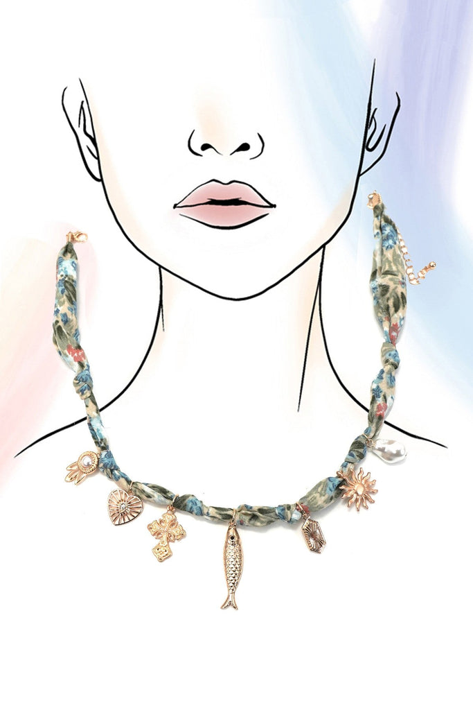 SCARF CHARM NECKLACE-FISH SUN PEARL HEART | 80N92321