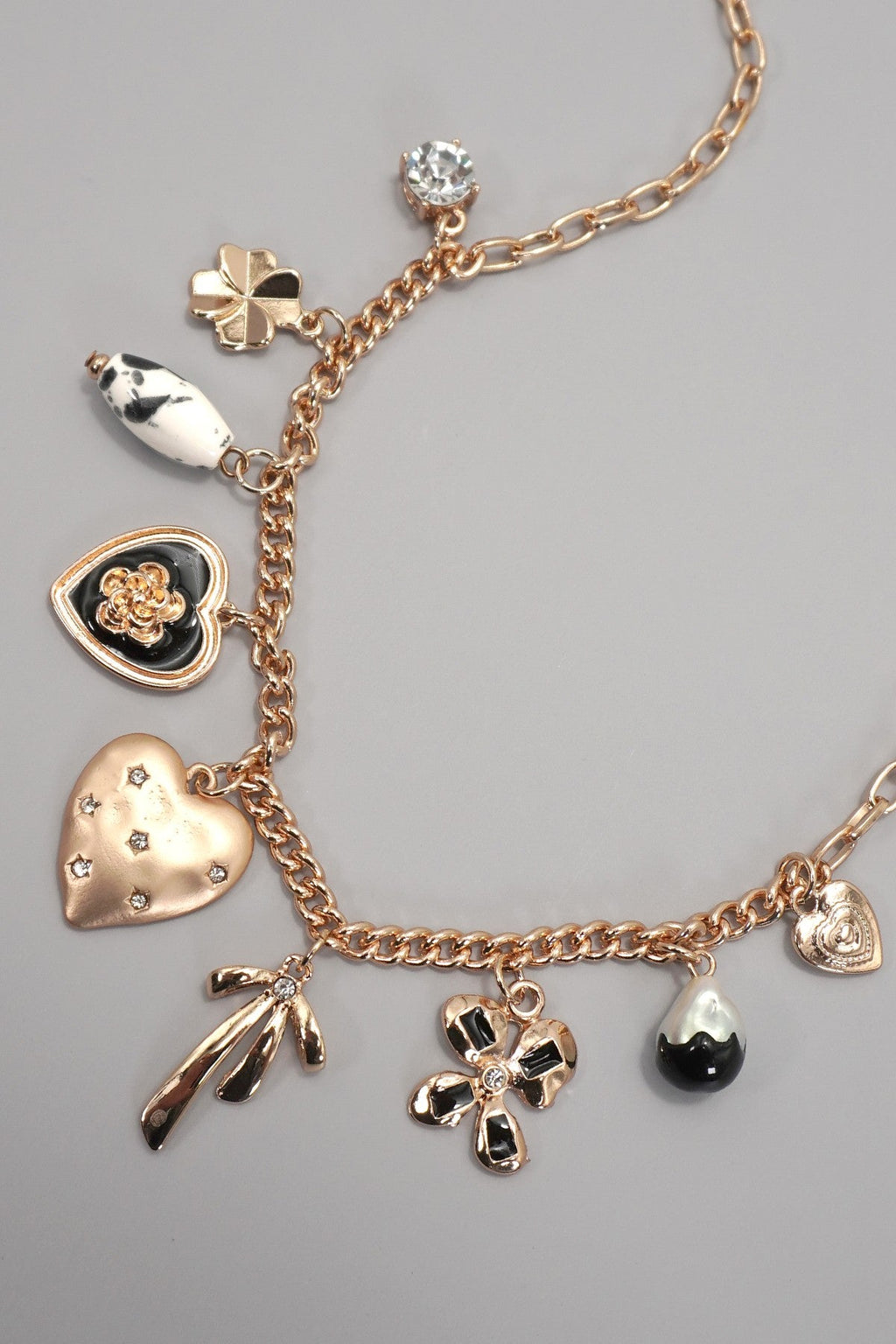 CHARM NECKLACE-HEART BOW PEARL FLOWER | 80N92312