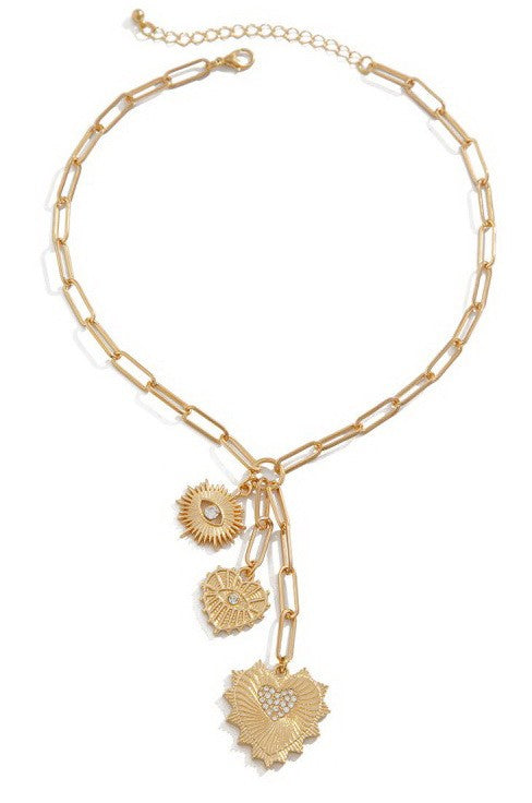 MULTI HEART CIRCLE PENDANT Y NECKLACE | 40NK9574