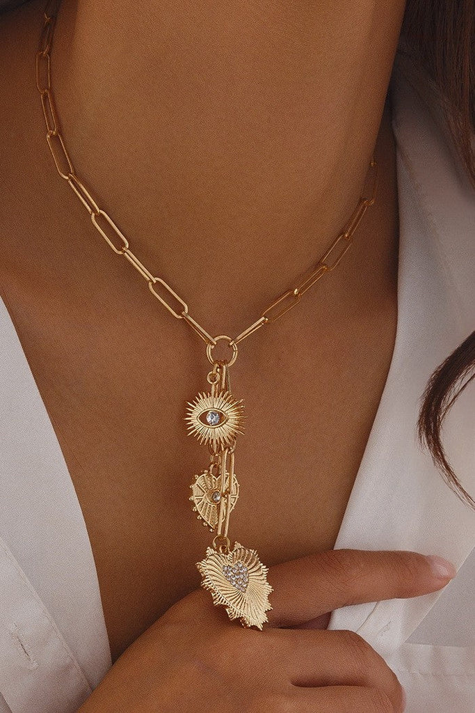 MULTI HEART CIRCLE PENDANT Y NECKLACE | 40NK9574