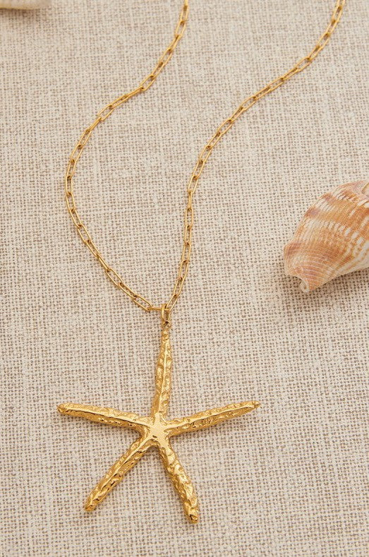 18K STAINLESS STEEL TARNISH FREE STARFISH NECKLACE | 40NK9573