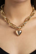 PUFFY HEART CHUNKY CHAIN STATEMENT NECKLACE | 40NK9577
