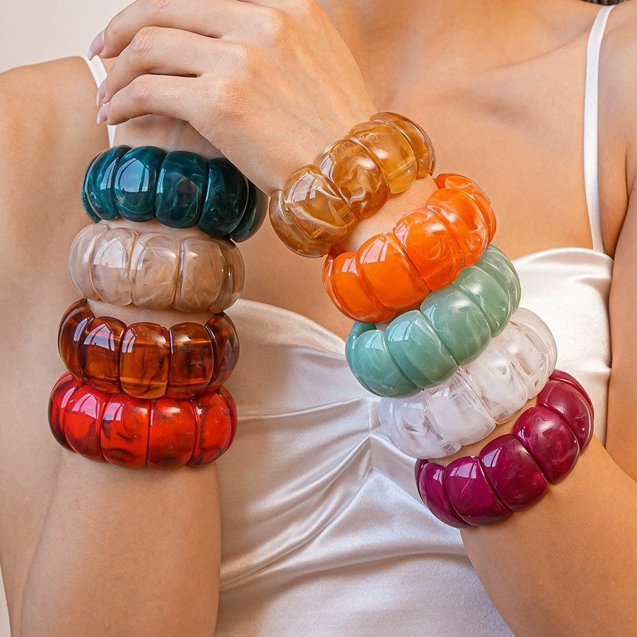 Color-Block Acrylic Stretch Cord Bracelet | 40B5195