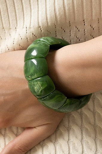 Color-Block Acrylic Stretch Cord Bracelet | 40B5195