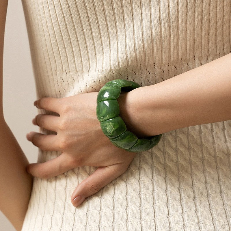 Color-Block Acrylic Stretch Cord Bracelet | 40B5195