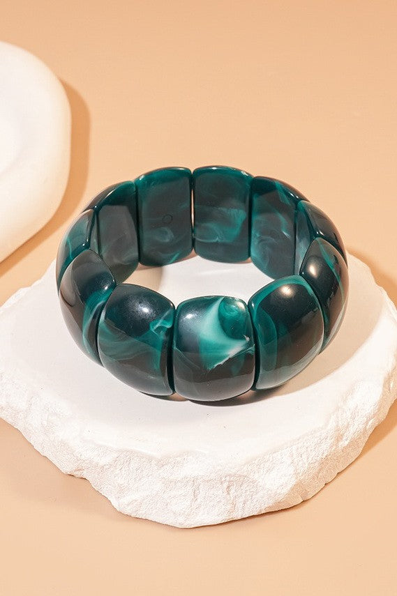 Color-Block Acrylic Stretch Cord Bracelet | 40B5195