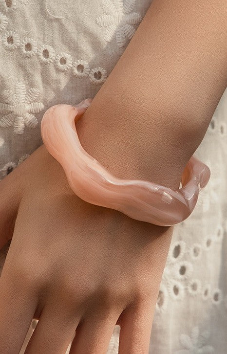 Acrylic Wavy Bamboo Design Cuff Bracelet | 40B5196