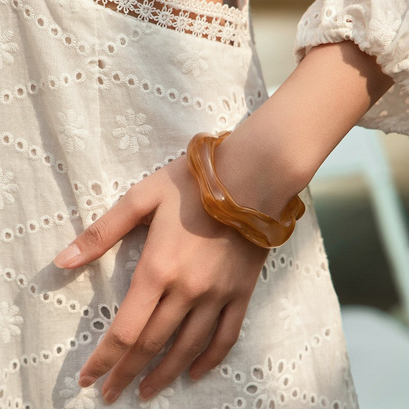 Acrylic Wavy Bamboo Design Cuff Bracelet | 40B5196