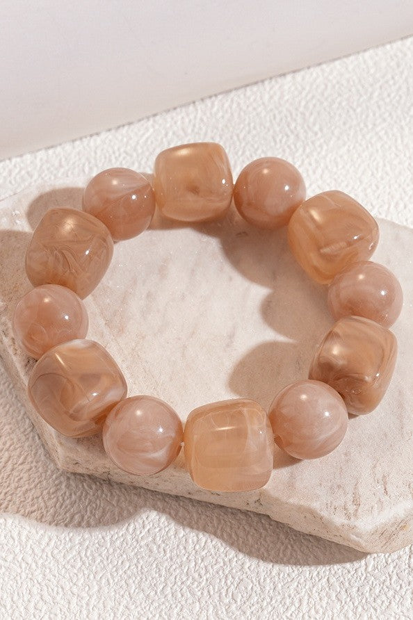 Color-Block Cube Circle Stretch Cord Bracelet | 40B5197
