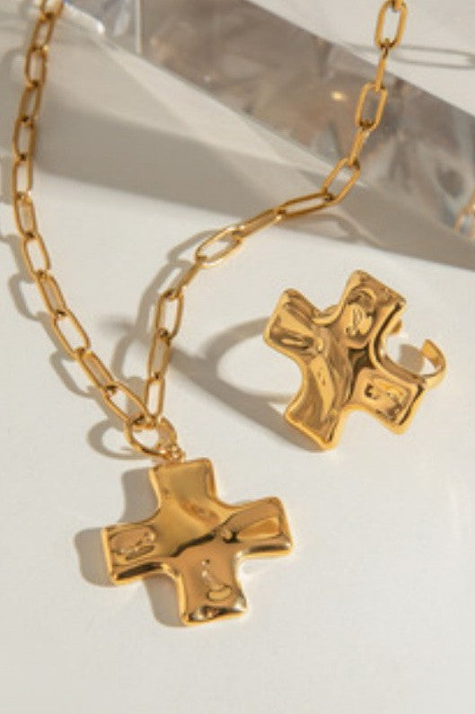 18K STAINLESS STEEL TARNISH FREE CROSS NECKLACE | 40NK9580