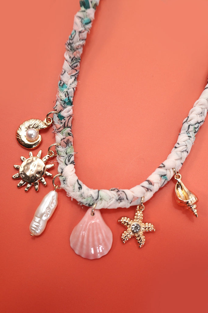 SCARF CHARM NECKLACE-STARFISH  SEASHELL SUN | 80N92333