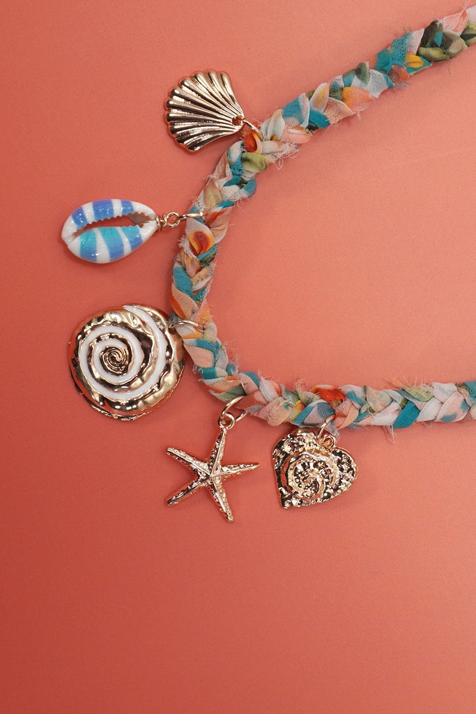 SCARF CHARM NECKLACE-STARFISH  SEASHELL SUN | 80N92335