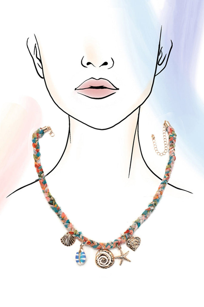 SCARF CHARM NECKLACE-STARFISH  SEASHELL SUN | 80N92335