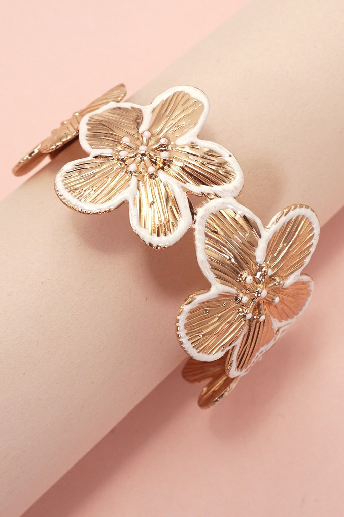 OPEN CUT FLORAL EPOXY ADJUSTABLE CUFF BRACELET | 80B1526