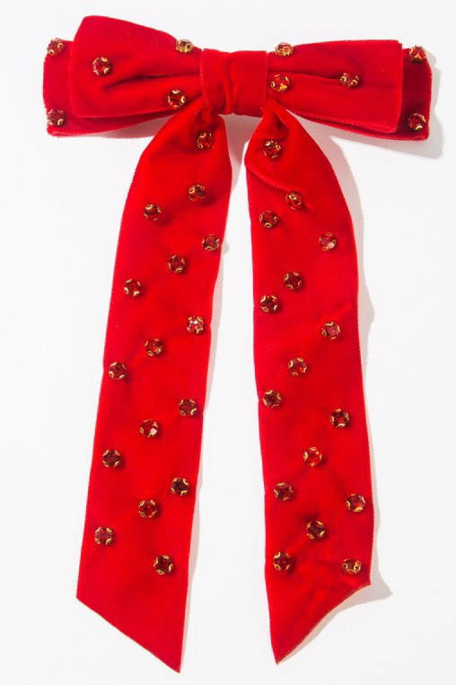 PRETTY RHINESTONE STUD BOW RIBBON HAIR CLIPS | 40H1002