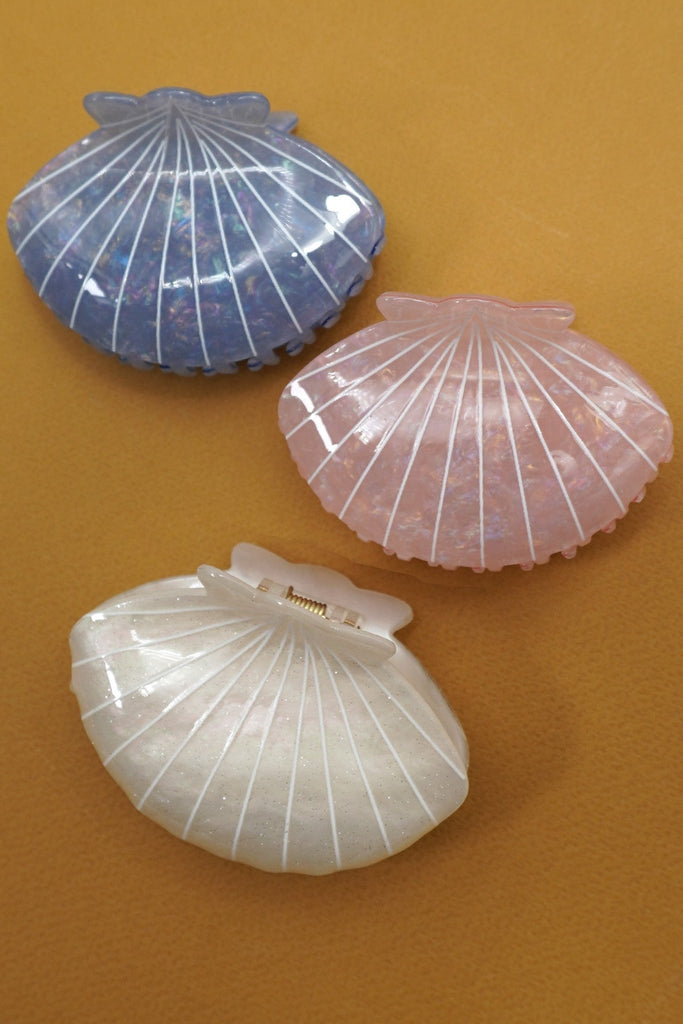 JUMBO BEACH OCEAN PVC SEASHELL HAIR CLAW CLIPS | 40H1004