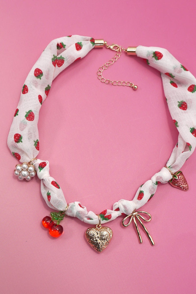 SCARF CHARM NECKLACE-HEART STRAWBERRY CHERRY | 80N92388