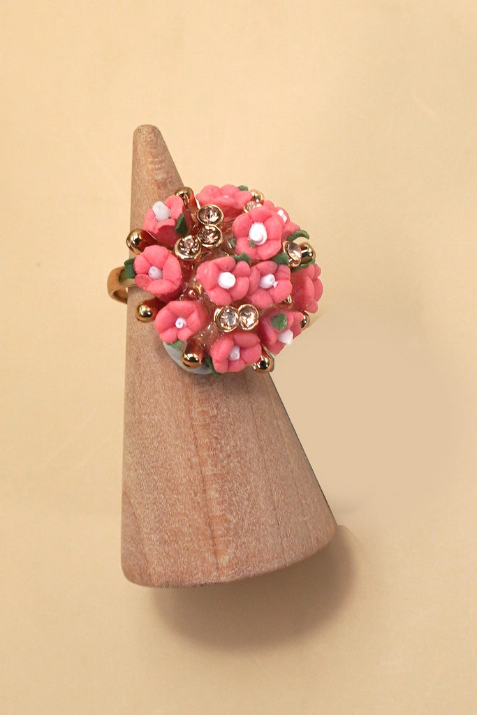 BLOSSOM FLOWER ADJUSTABLE GOLD RING | 80R104