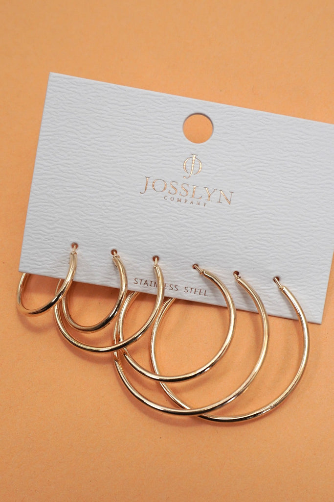 18K STAINLESS STEEL WATERPROOF TARNISH FREE HOOPS | 40E420