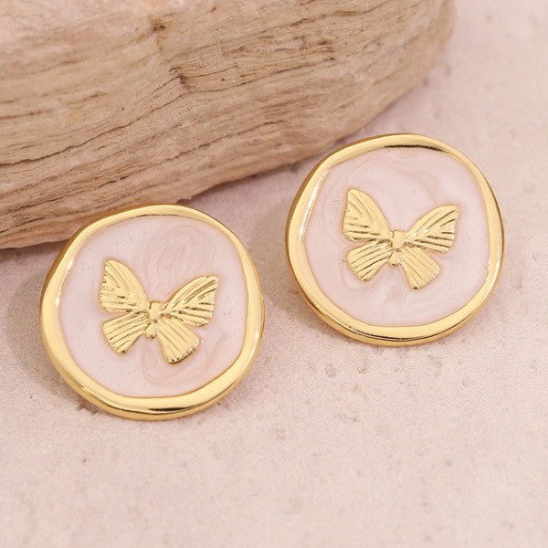 EPOXY GOLD BUTTERFLY GOLD EDGE STUD EARRING | 40E427