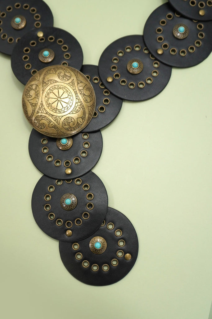 Studded Circular Disc Snap Y Shape Punk Belt | 40BT657