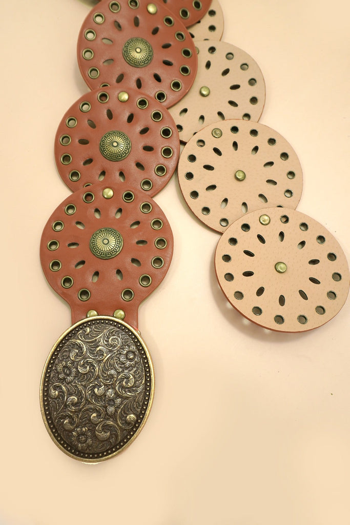 Studded Oval Disc Snap Y Shape Punk Belt | 40BT658