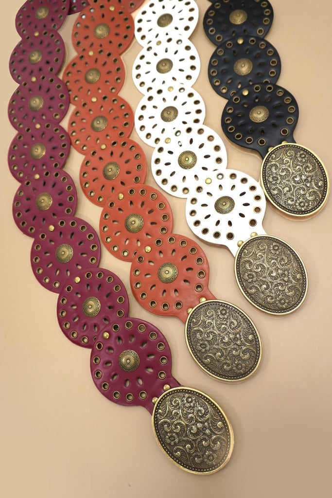 Studded Oval Disc Snap Y Shape Punk Belt | 40BT658