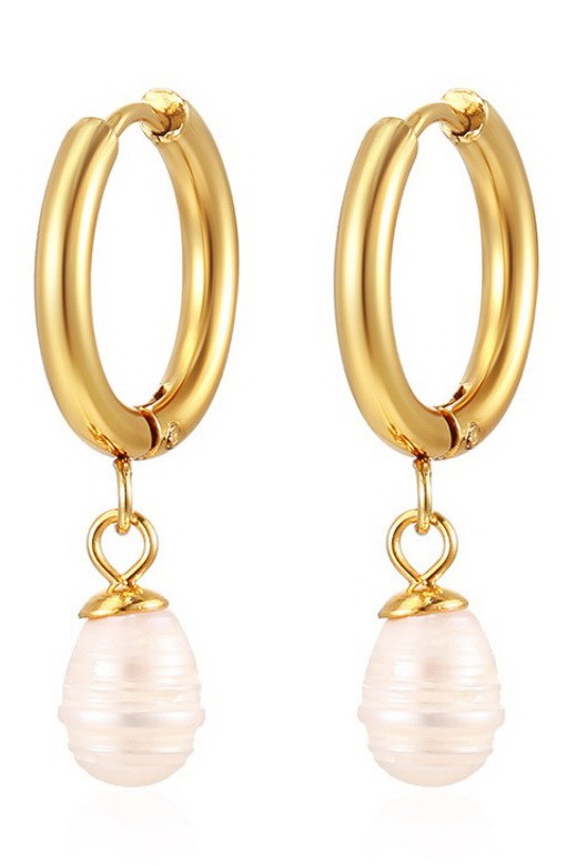 18K STAINLESS STEEL TARNISH FREE PEARL EARRINGS | 40E422