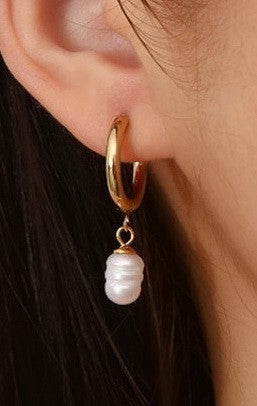 18K STAINLESS STEEL TARNISH FREE PEARL EARRINGS | 40E422