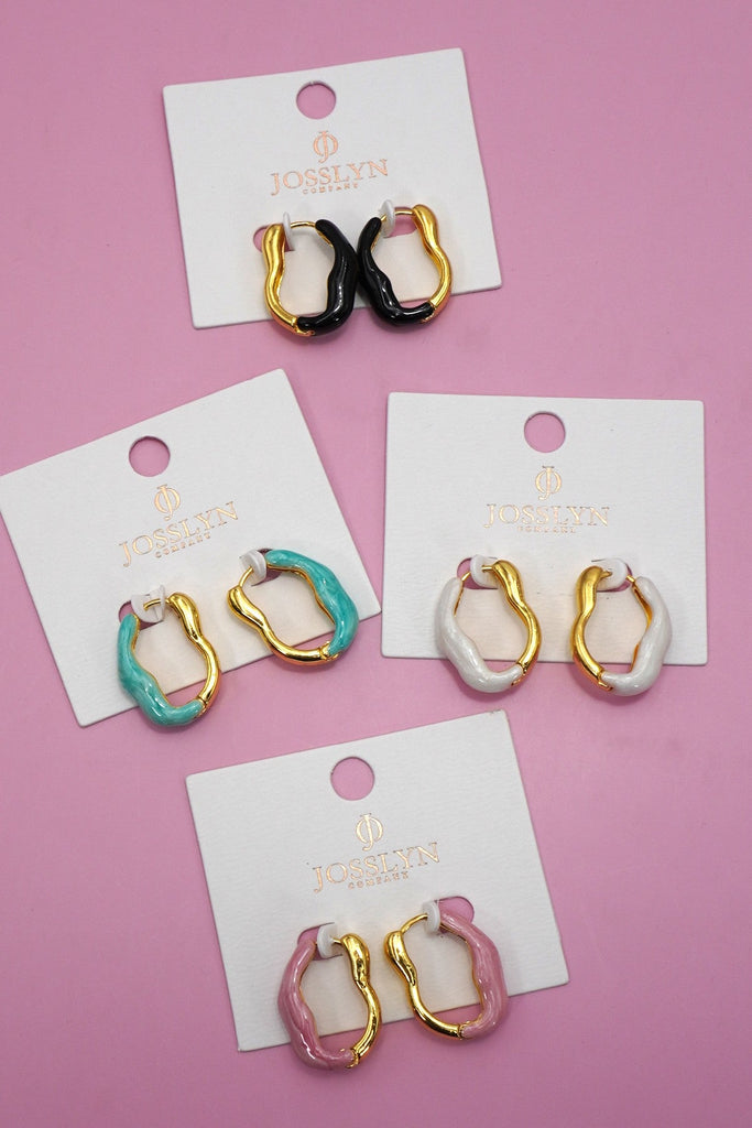 GEOMETRIC OVAL SHAPE EPOXY EDGE HOOP EARRING | 40E425