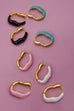 GEOMETRIC OVAL SHAPE EPOXY EDGE HOOP EARRING | 40E425