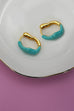 GEOMETRIC OVAL SHAPE EPOXY EDGE HOOP EARRING | 40E425