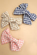 CHECKER FLORAL BOW RIBBON HAIR CLIPS | 40H1010