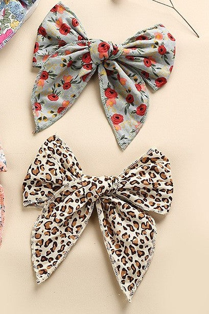 LARGE ANIMAL FLORAL BOW RIBBON HAIR CLIPS | 40H1012