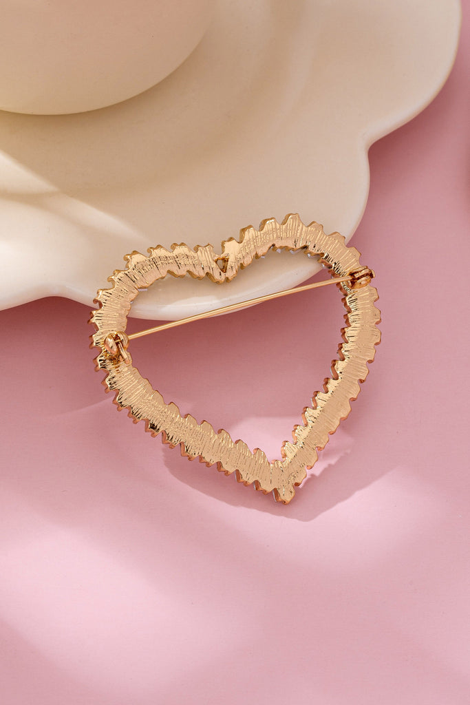 Baguette Stone Heart Shape Brooch | 80P074