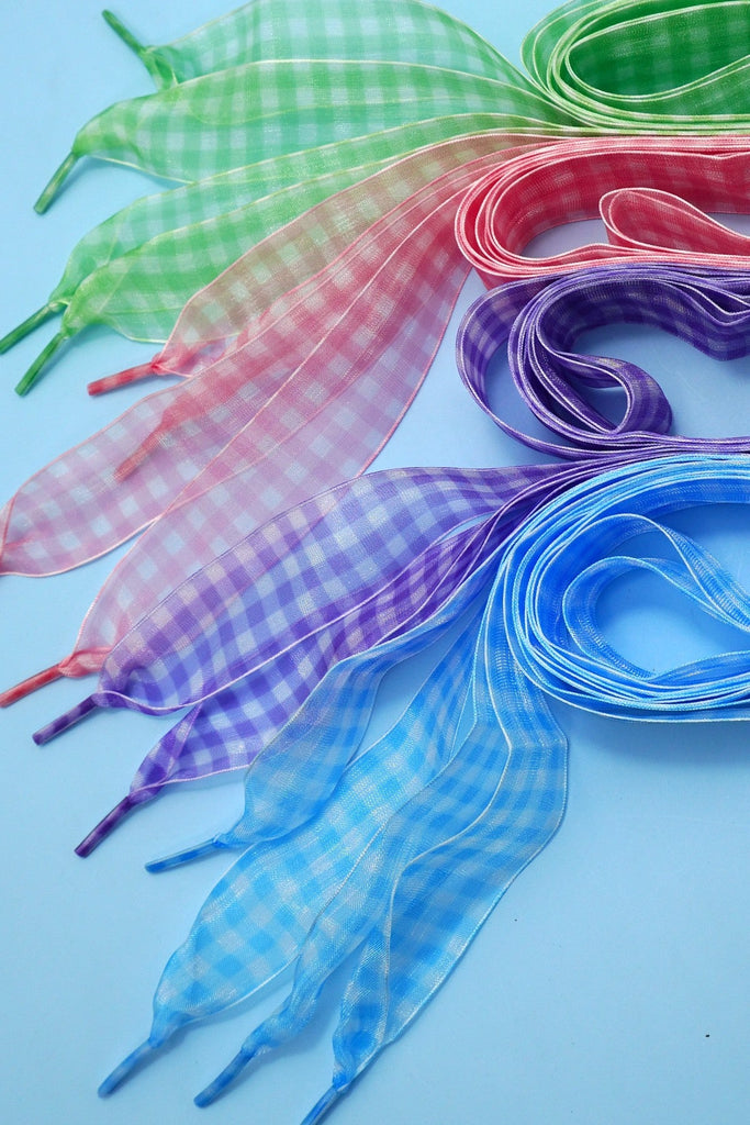 CHECKER SATIN ORGANZA SHOE LACE | 40SD112