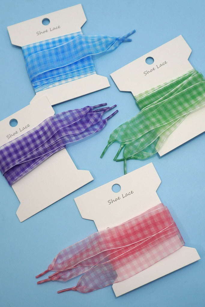 CHECKER SATIN ORGANZA SHOE LACE | 40SD112