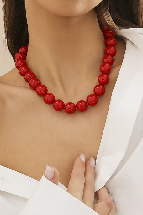 BOHO CHUNKY COLORFUL BEADED STATEMENT NECKLACE | 40NK9606