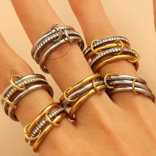 Stainless Steel Stackable Plain Band Rings Linked | 40R134
