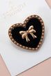 VINTAGE HEART RIBBON EPOXY GOLD BROOCH PIN | 80BC053