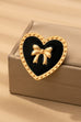 VINTAGE HEART RIBBON EPOXY GOLD BROOCH PIN | 80BC053