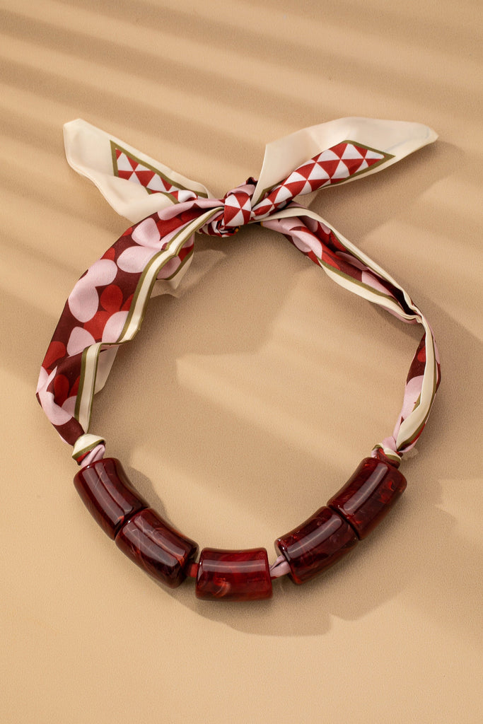 HANDMADE SCARF NECKLACE-CHUNKY MARBLE RESIN | 80N92488