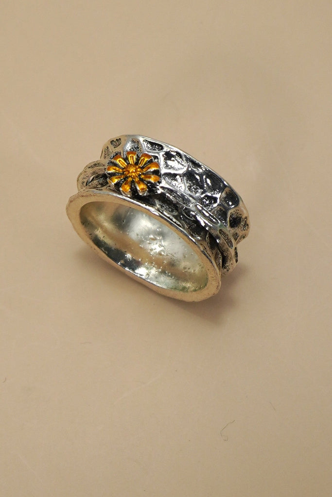 VINTAGE BOHO TWO TONE SUNFLOWER STATEMENT RING | 80R091