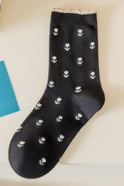 WOMAN BREATHABLE FLORAL COTTON SOCKS | 40S02067