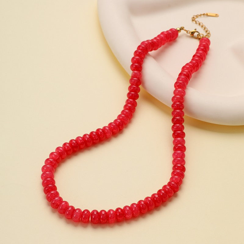 Colorful Rondelle Glass Bead Necklace | 40NK9838