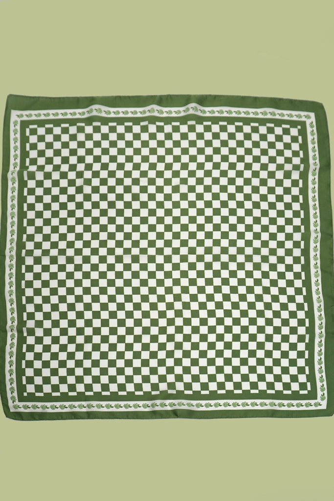 LARGE CHECKER PRINT SILKY FEEL BANDANA SCARF | 40SC691
