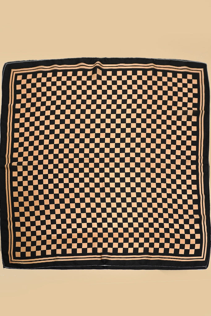 LARGE CHECKER PRINT SILKY FEEL BANDANA SCARF | 40SC692