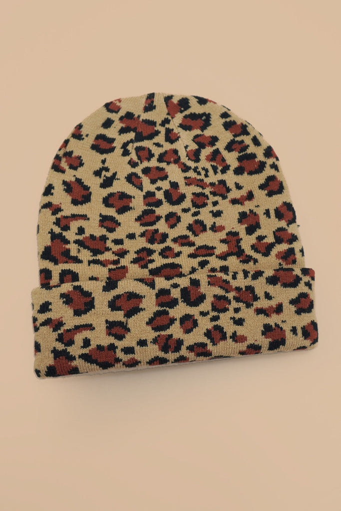 SOFT RIBBED KNIT ANIMAL LEOPARD COW BEANIES HAT | 40BN918
