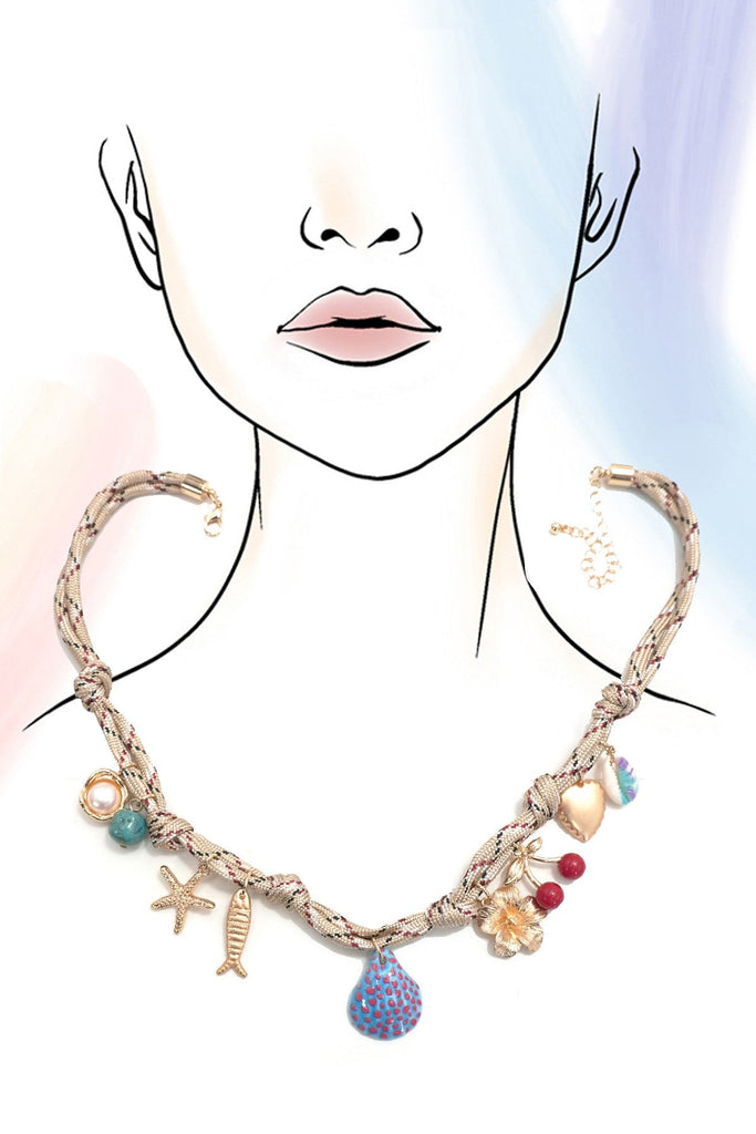 CORD CHARM-CHERRY FISH HEART FLOWER NECKLACE | 80N92300