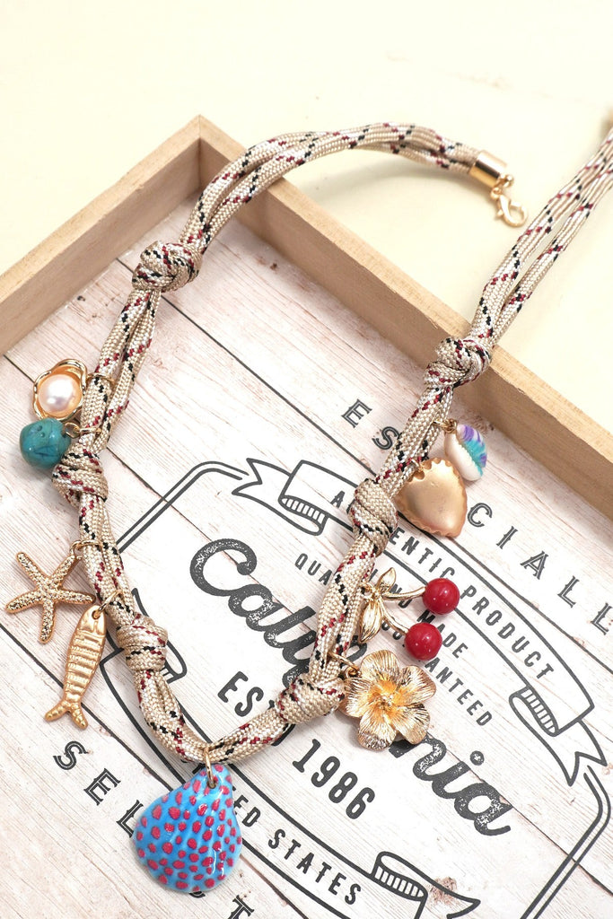 CORD CHARM-CHERRY FISH HEART FLOWER NECKLACE | 80N92300